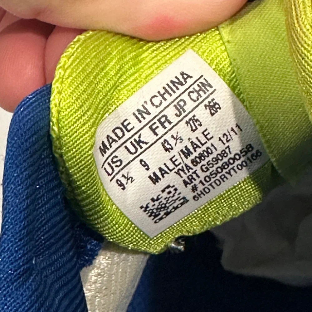 Adidas Mens Running Shoes Neon Lime Green Blue G59087 Low Top Sneakers Size 9.5